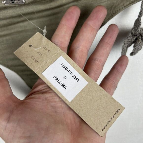 Chan Luu Bikini Bottoms S Womens New Gray Green Crochet Paloma String Mini - Picture 3 of 6